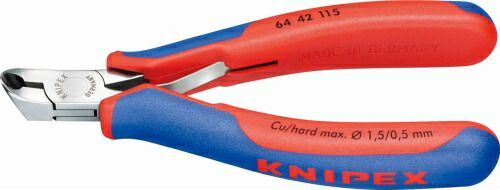 クニペックス KNIPEX エレクトロニクスエンドカッティングニッパー115mmコンフォートハンドル6442-115SB