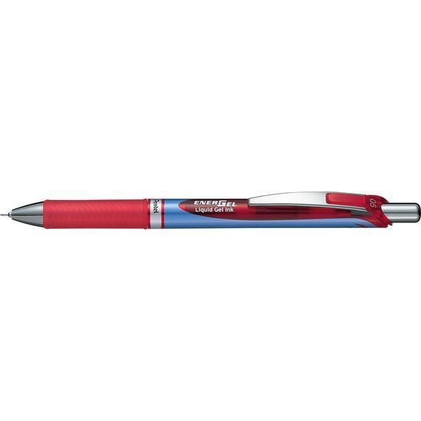 まとめ ぺんてる エナージェル ノック式 0.5mm ブルー軸 赤 BLN75-B ×50セット
