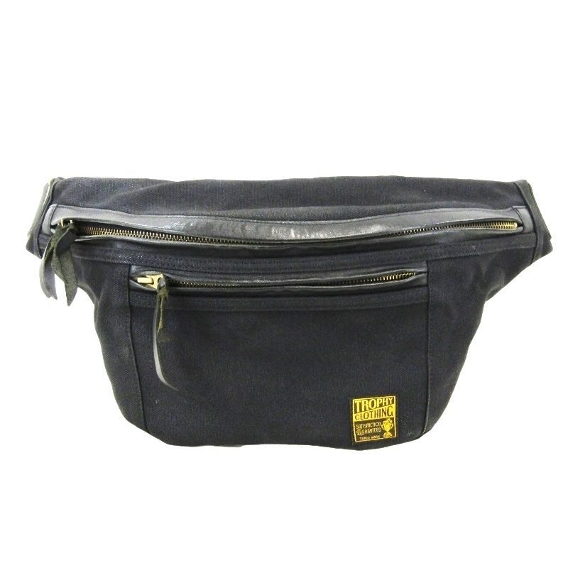 TROPHY CLOTHING トロフィークロージング ウエストバッグ DAY TRIP BAG ボディバッグ キャンバス レザー ブラック 黒 24003839