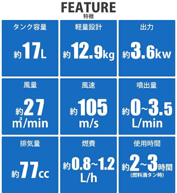 噴霧器 ハイグレード エンジン式 背負式 2スト タンク容量約17L 風量約