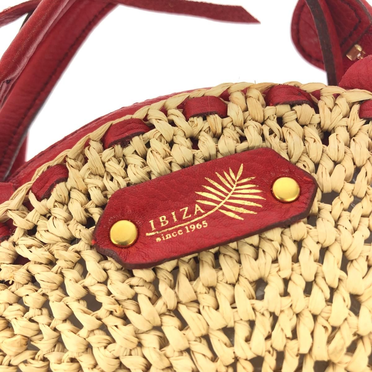 IBIZA イビサ  2WAYバッグ   レッド/ベージュ ラフィア×レザーパーツ レディース 　240001153486 IBIZA イビサ 2WAYバッグ レッド/ベージュ ラフィア×レザーパーツ