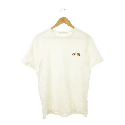 【タグ付き新品】メゾンキツネ ホワイト半袖Tシャツ メゾンキツネ MAISON KITSUNE ダブル フォックスヘッド ロゴ T