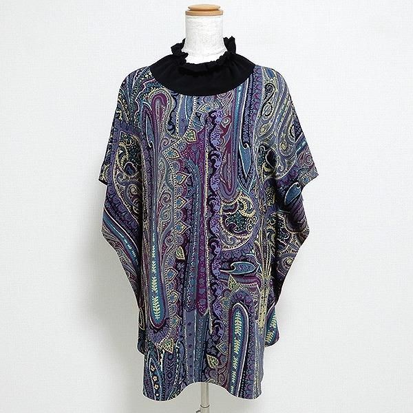 詩仙堂 シセンドウ ちりめん ハイネック チュニック Aライン ペイズリー snc シセンドウ 詩仙堂 チュニック ちりめん ハイネック ペイズリー柄