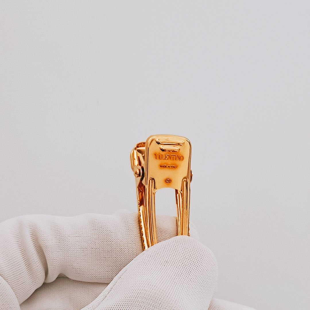 新品未使用・訳有】VALENTINO Vロゴ メタル ヘアクリップ 2個セット 髪