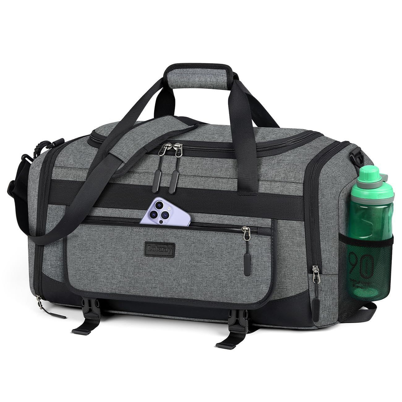 グレー_55L スポーツバッグ メンズ ボストンバッグ 大容量 ジムバッグ シューズ収納 ダッフルバッグ 撥水 斜めがけ 手提げ 肩掛け 男女兼用 修学旅行 旅行バッグ 乾湿分離 Gery-55L