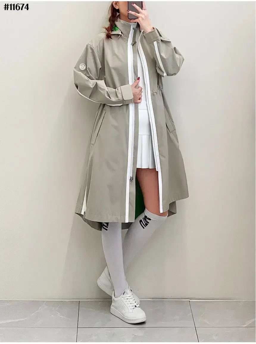 レディースゴルフウェア オーバーサイズ ロング トレンチ ジャケット - G FORE ジーフォア ニーハイソックス セット