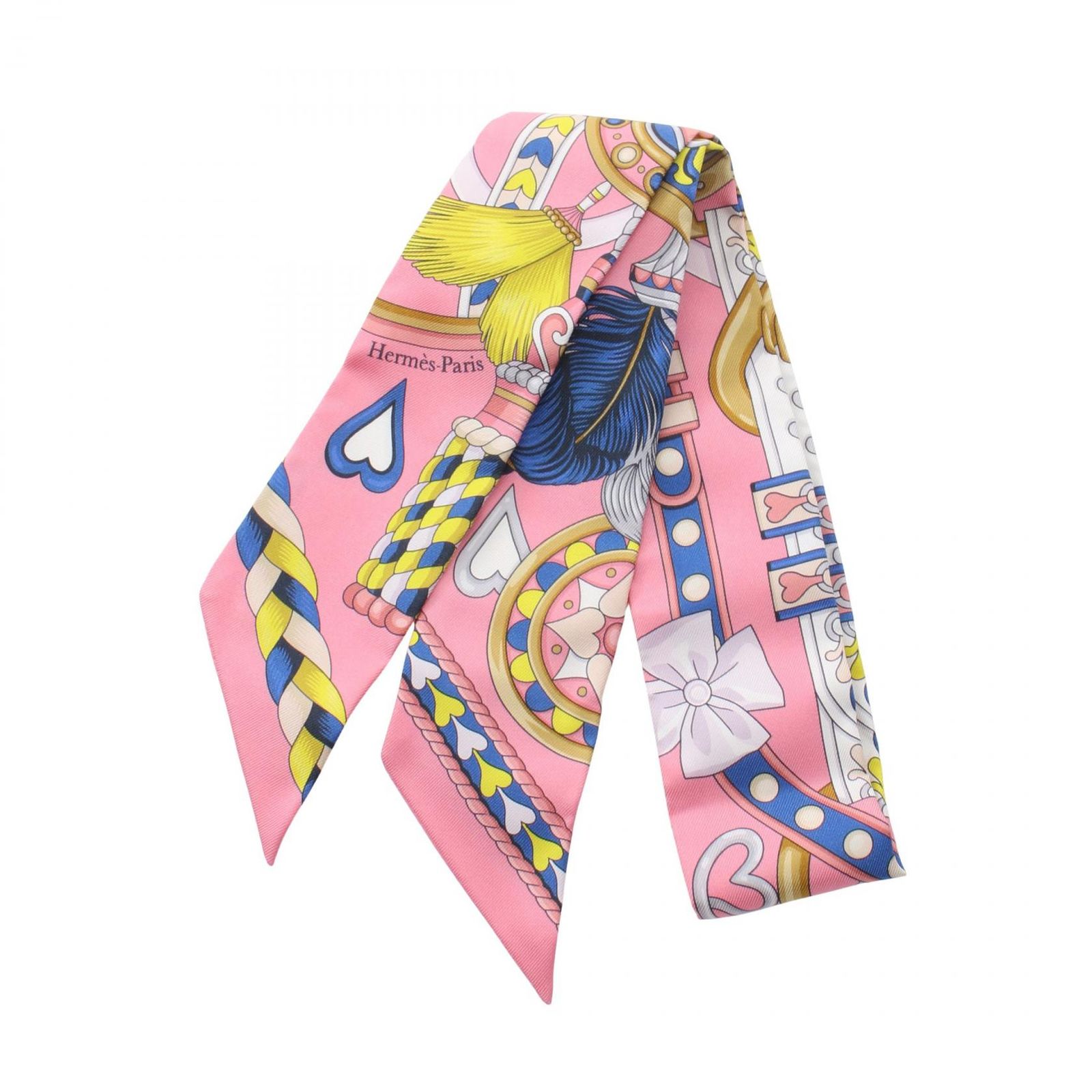美品！エルメス ツイリーリボンスカーフHARNAIS DE COEUR エルメス HERMES スカーフ ツイリー HARNAIS DE COEUR シルク