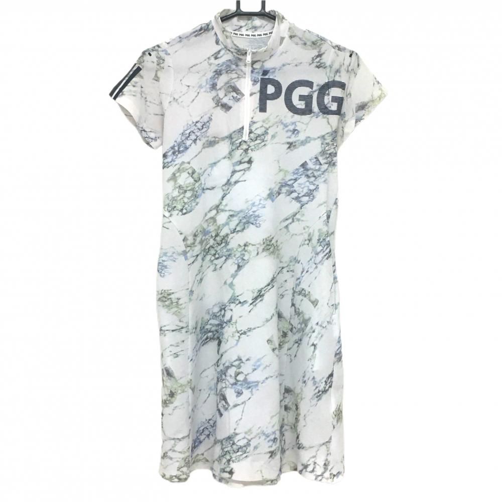 【TSI正規品】パーリーゲイツ サイズ0 ハイネック 半袖ワンピース PGG PGGパーリーゲイツ 半袖ハイネックワンピース 白×黒 ハーフ