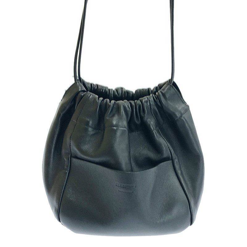 JIL SANDER ブラック ドローストリング レザークロスボディバッグ JIL SANDER ジルサンダー ドローストリング クロスボディ バッグ