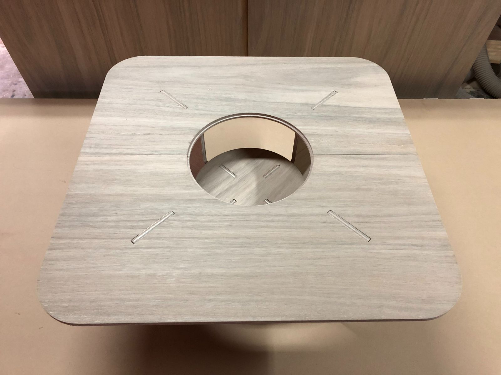 七輪テーブル 四角天板 組立式 無塗装品