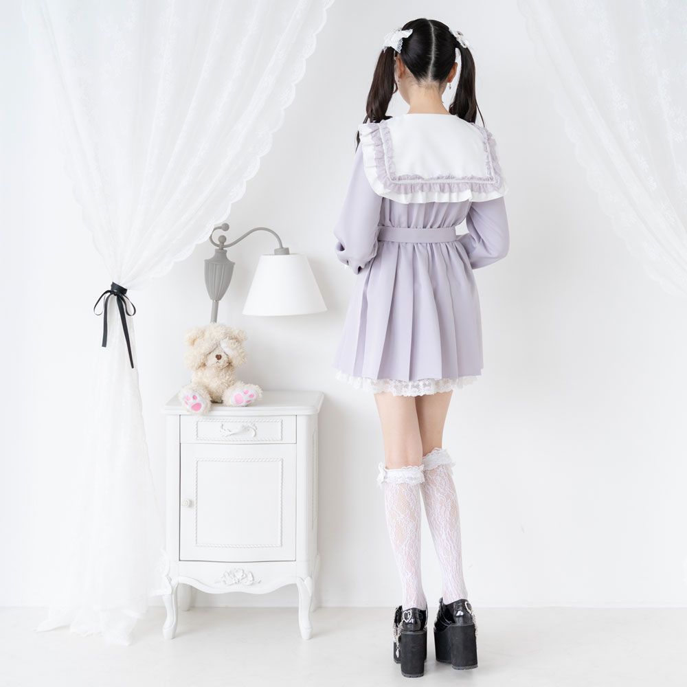 夢展望公式 [新品未使用] セーラービジューレースフリルワンピ