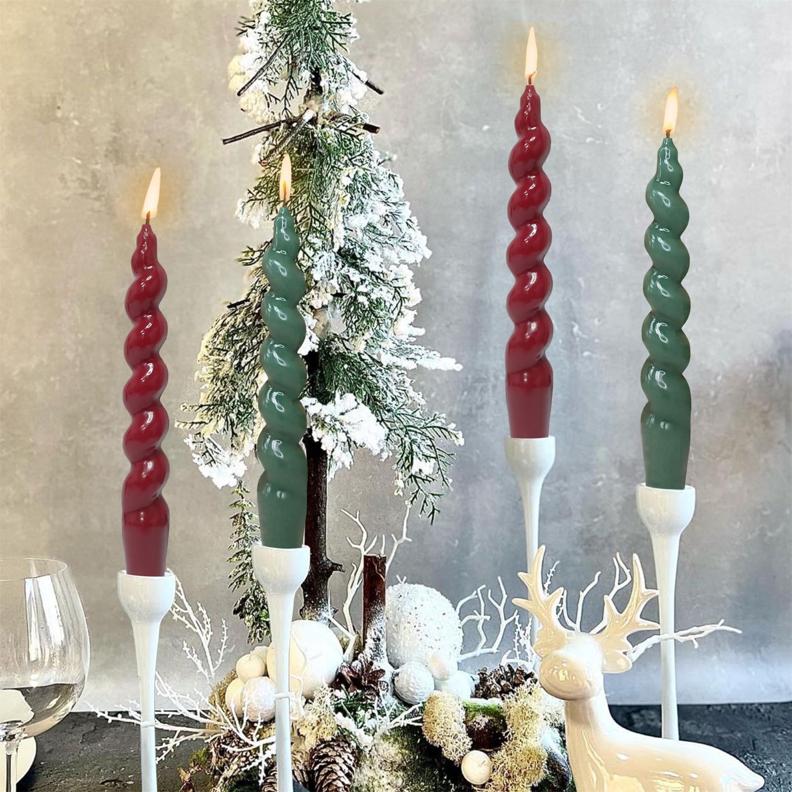 商品 グラデーション キャンドル 人気 蝋燭 ろうそく 結婚式 家居裝飾 無香気 ロウソク 手作りらせん状のテーパーキャンドル 4個入り 7.5Inch Red - Green WWW_USTAUSTRALIA_COM_AU