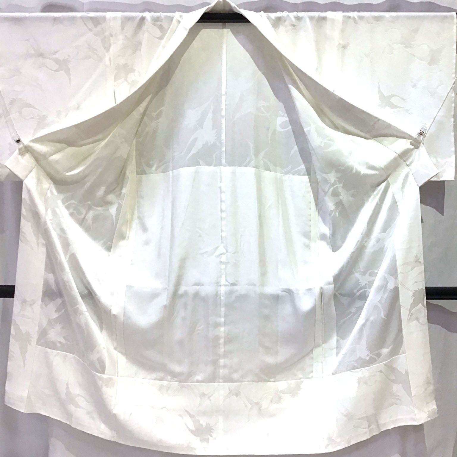 着物 襦袢 鶴 白地 正絹 No.200701-1360 梱包サイズ60