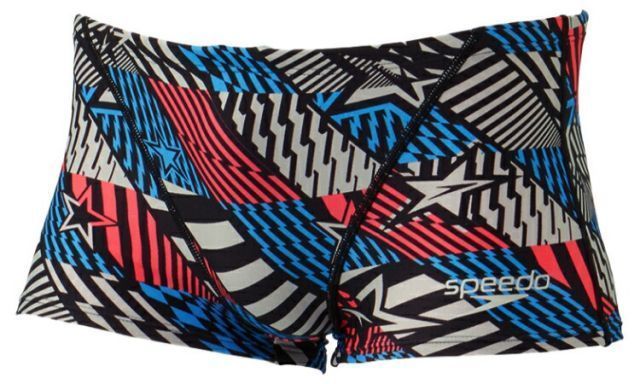 speedo スピード BOOM GEOME T-BOX BLxRE SS ST52403 BR | スイムウェア メンズボックス ジャマー 耐塩素性 4WAYストレッチ ハーフパンツ レッグ丈 スピンドル付き 練習用 水泳 水着 プール トレーニング 快