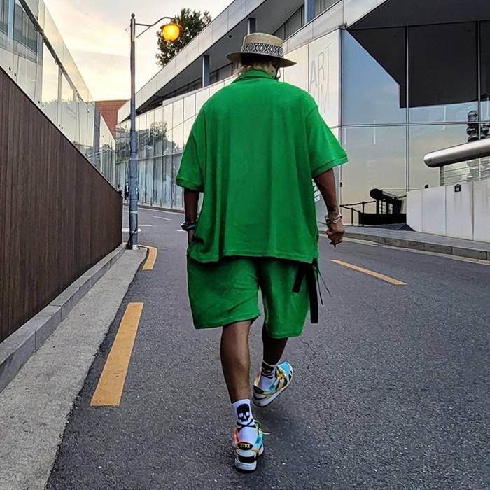 セットアップメンズ上下セット大きいサイズyifengyu32半袖タオル生地