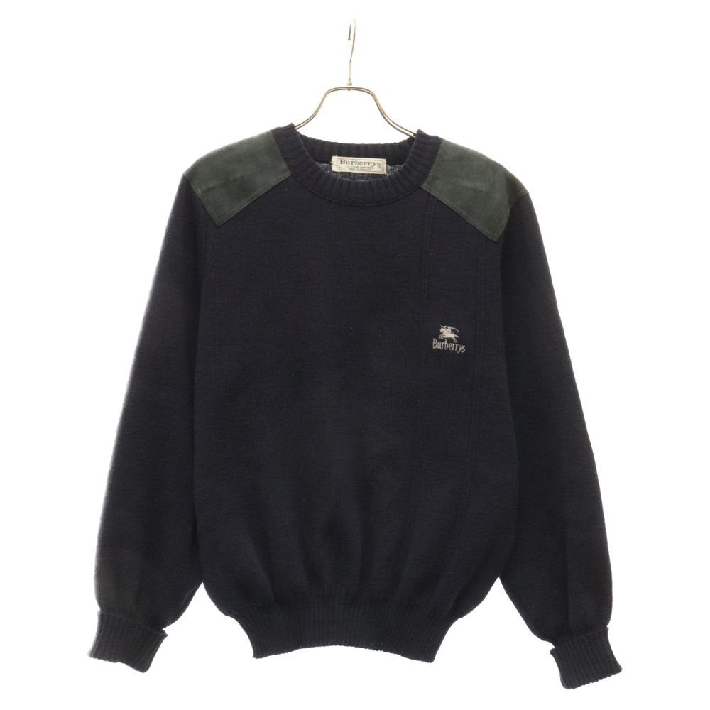 BURBERRYS (バーバリーズ) フロントロゴ エルボーパッチ ニット セーター ネイビー 50M0716