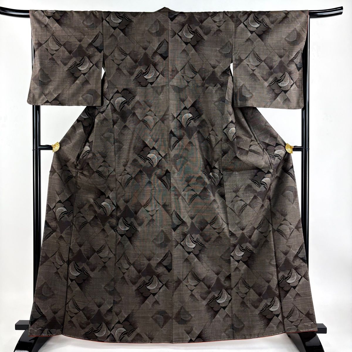 平和屋着物▽上質な紬 単衣 よろけ縞 正絹 逸品 AAAZ9433fy 平和屋