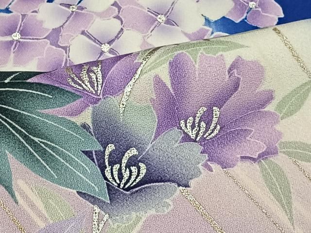 平和屋着物□豪華振袖 草花文 暈し染め 銀彩 正絹 逸品