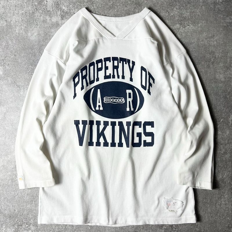 80s 90s USA製 RUSSELL 3段 プリント フットボール Tシャツ L / 80年代  