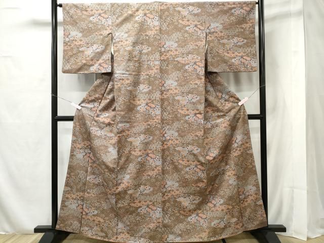 平和屋着物○上質な紬 雲重ね吉祥文 黒地 正絹 逸品 CAAU3004yc