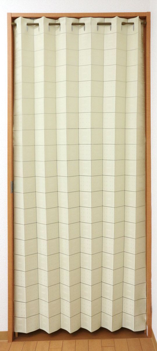 アコーデオン　間仕切り　パタパタカーテン プレミアム(高密度生地) 幅98cm×丈200cm　ベージュ のれん 間仕切り kp2006-01 リビング階段