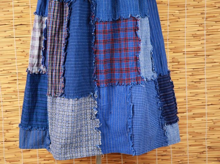 千愛の森　手作りハンドメイド藍染古布大魚個性スカート 千愛の森 手作りハンドメイド藍染古布大魚個性スカート 千愛の森