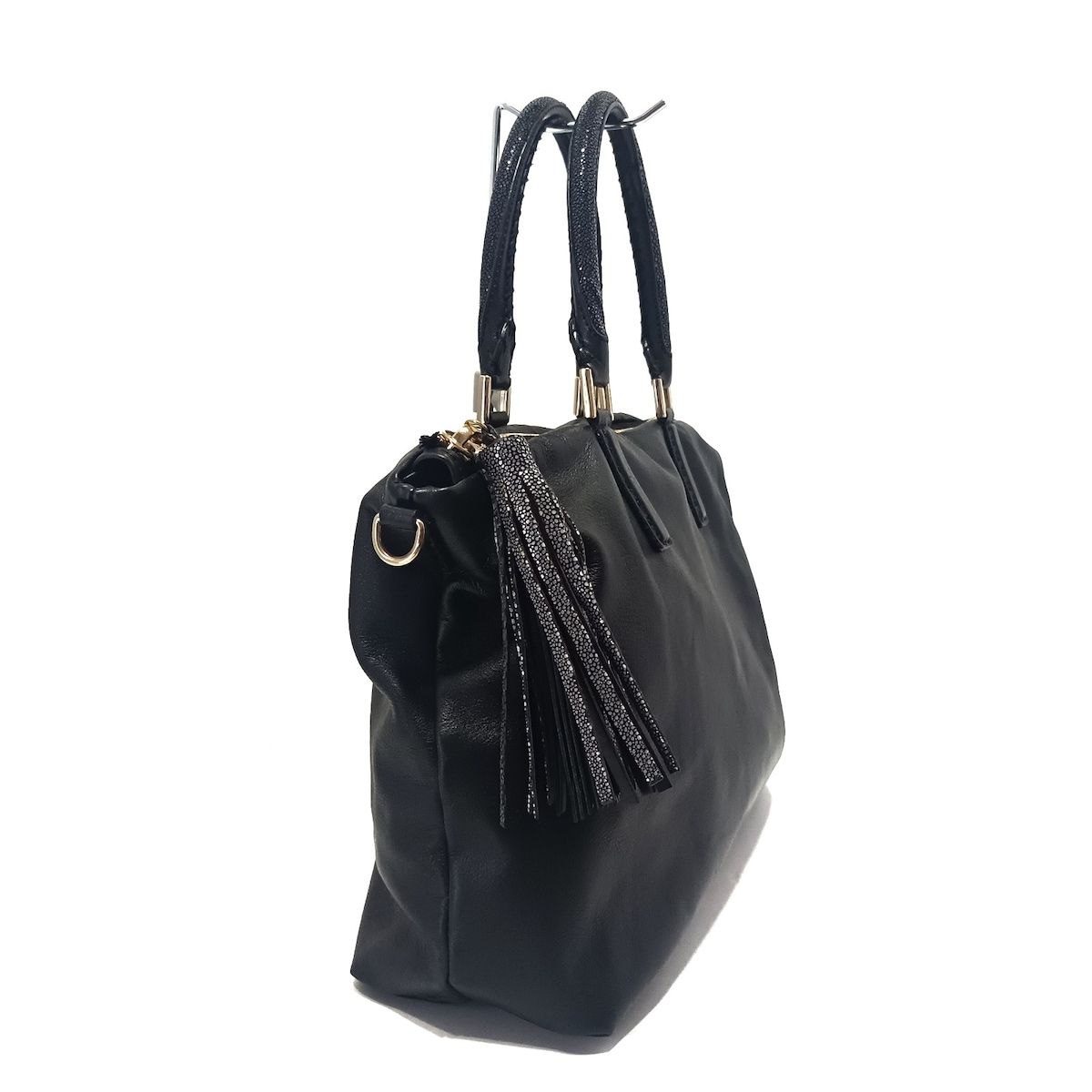 【大人気】アニヤハインドマーチ　オールレザー　ハンドバック　黒　希少 Anya Hindmarch(アニヤハインドマーチ) ハンドバッグ - 黒