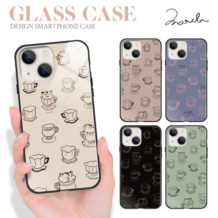 【F】【3cm】  iPhone16 iPhone 16 ガラス ハイブリッド スマホケース アイフォン16ケース カバー まーち アニマル デザイン TPU 耐衝撃 背面ガラス 9H 【受注生産】