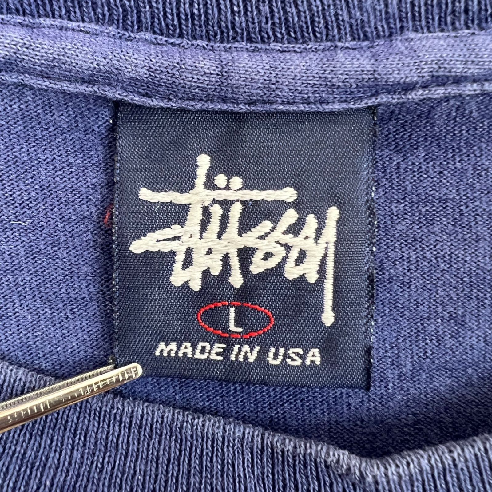 stussy 90s USA motion logo S/S Tee L fade navy old archive