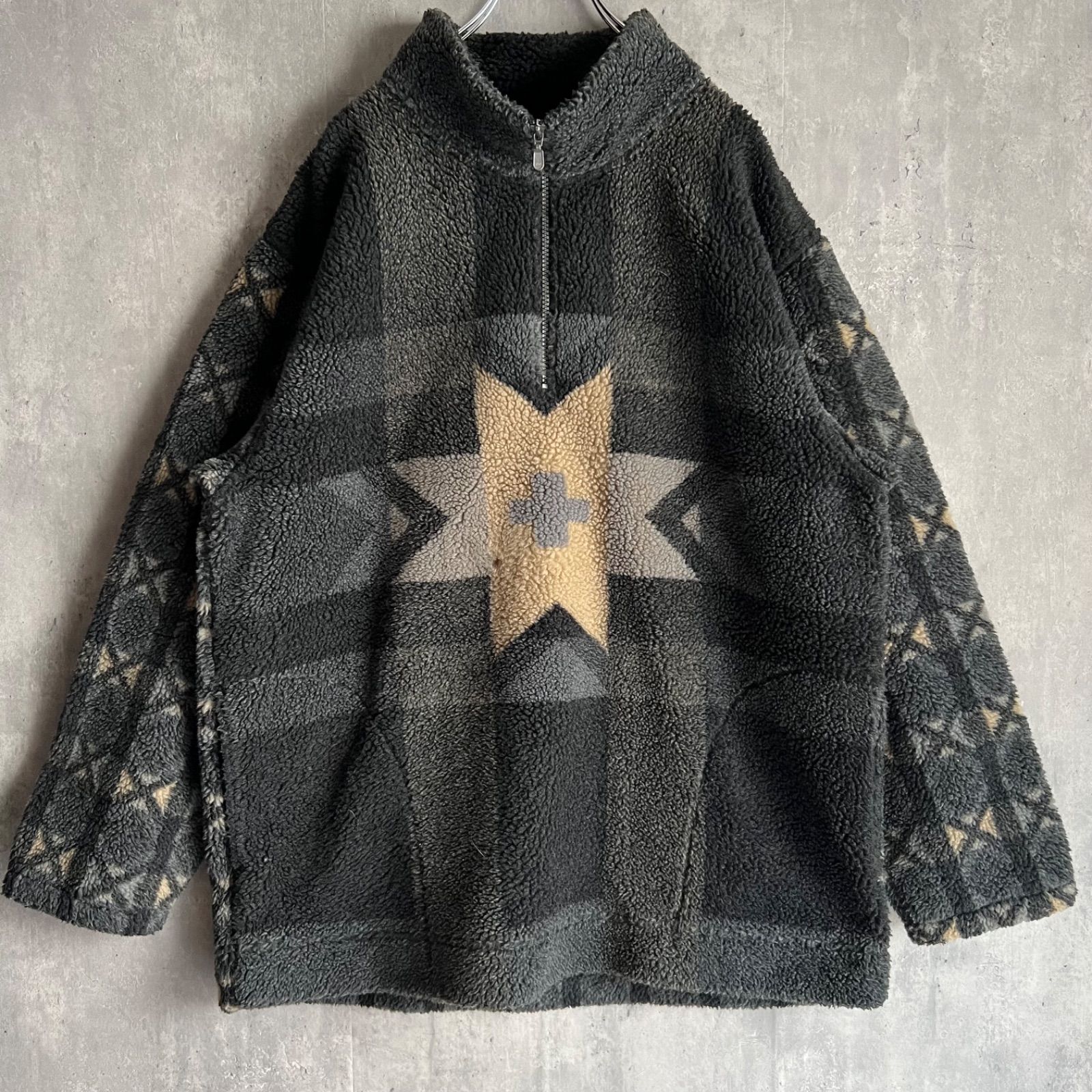 90s THE NORTH FACE ザノースフェイス ネイティブデザイン ハーフジップフリースジャケット RN61661 CA30516 Lサイズ