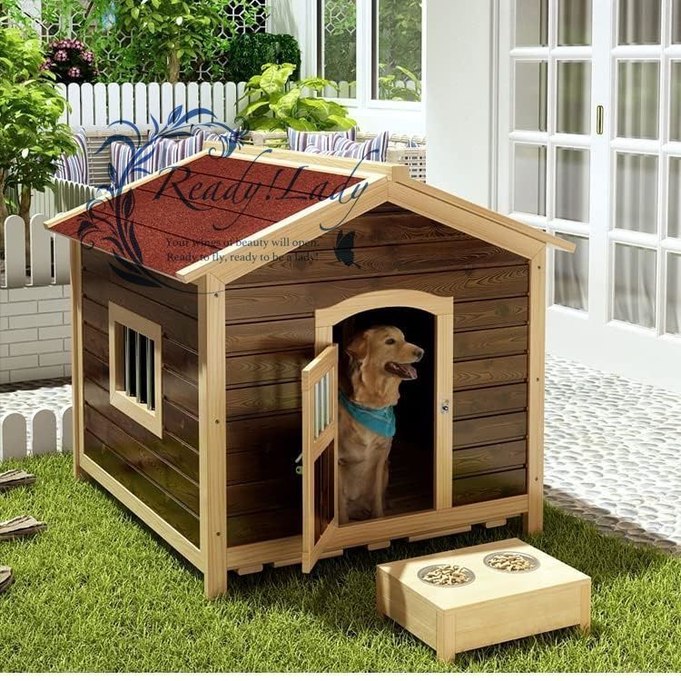 ウッドドッグハウス 防雨 防水ドッグハウス大型犬用ケージ屋外ペットハウス 屋外炭化ウッドドッグハウス 小型犬用 ペットシェルター