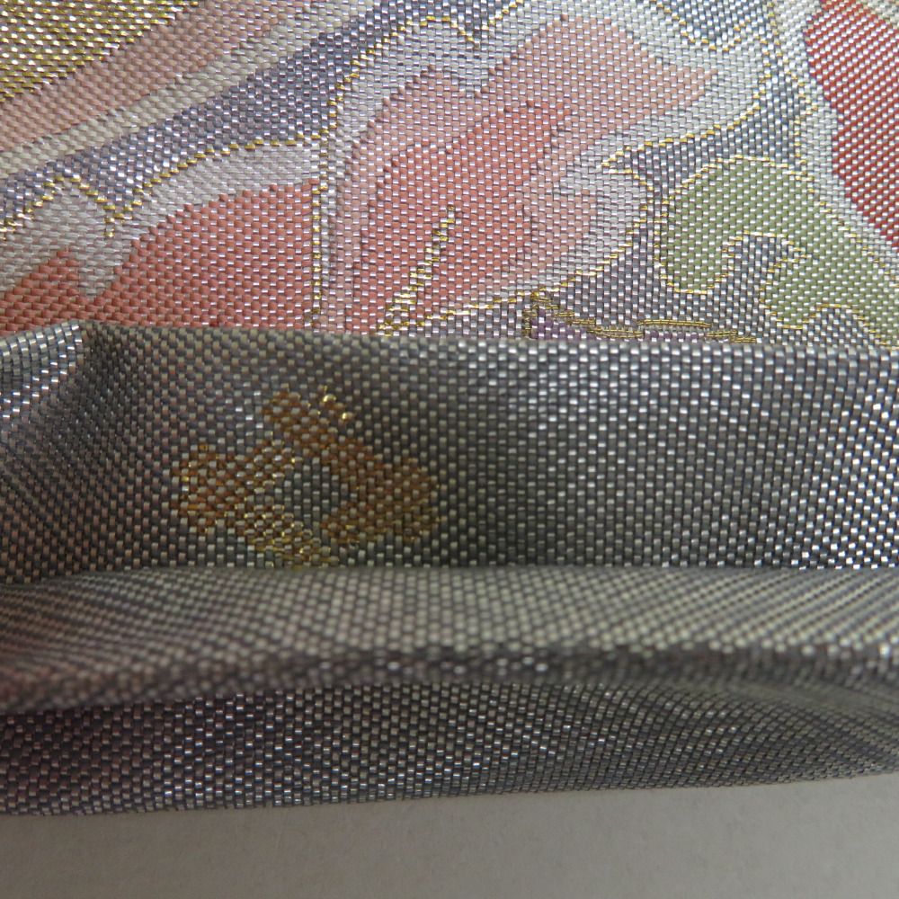 袋帯 佐賀錦 野々村織物 亀甲に鳥文 金糸銀糸 多色 正絹 仕立て上がり