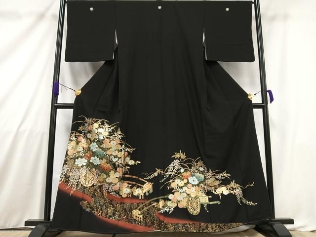 平和屋着物■豪華振袖　飛鶴花車文　暈し染め　金銀彩　正絹　逸品　DAAS9332ma