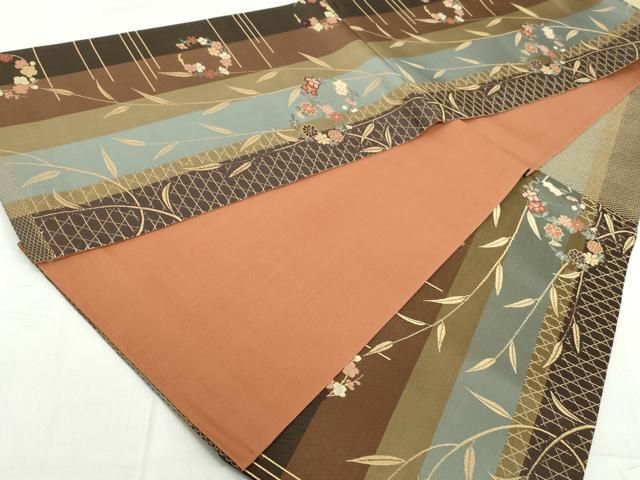 平和屋着物◎六通柄袋帯 唐織 花丸間道 金糸 正絹 逸品