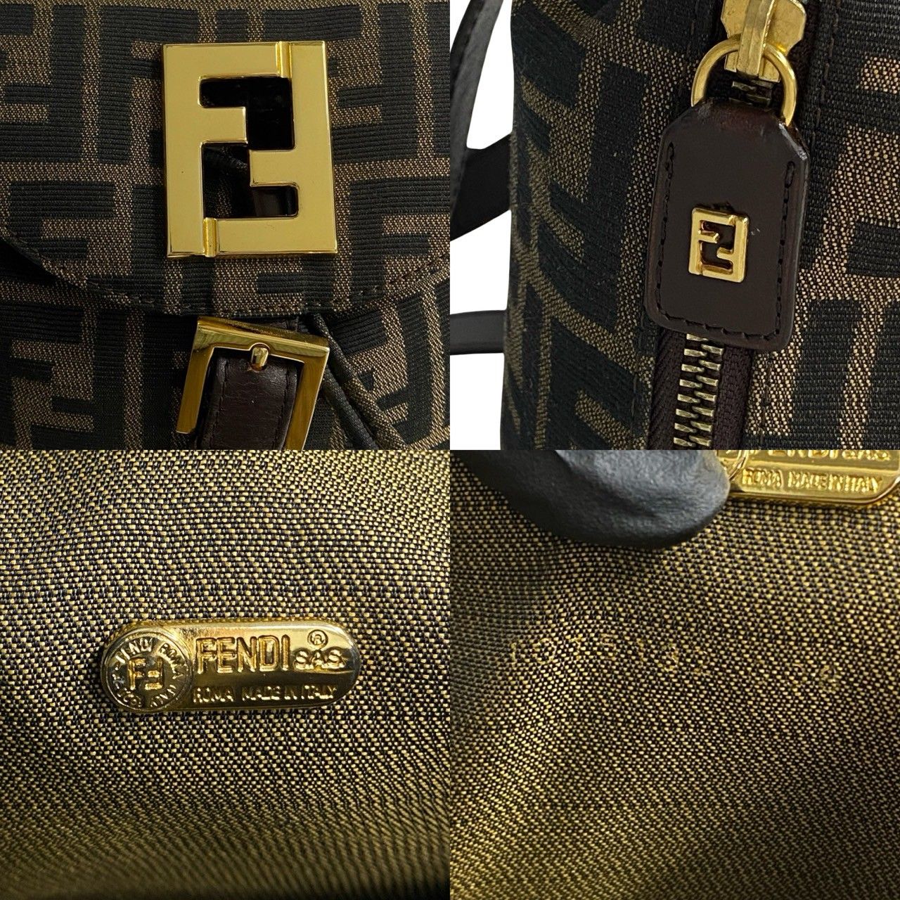 極 美品 希少品 FENDI フェンディ ズッカ FF ロゴ 柄 キャンバス