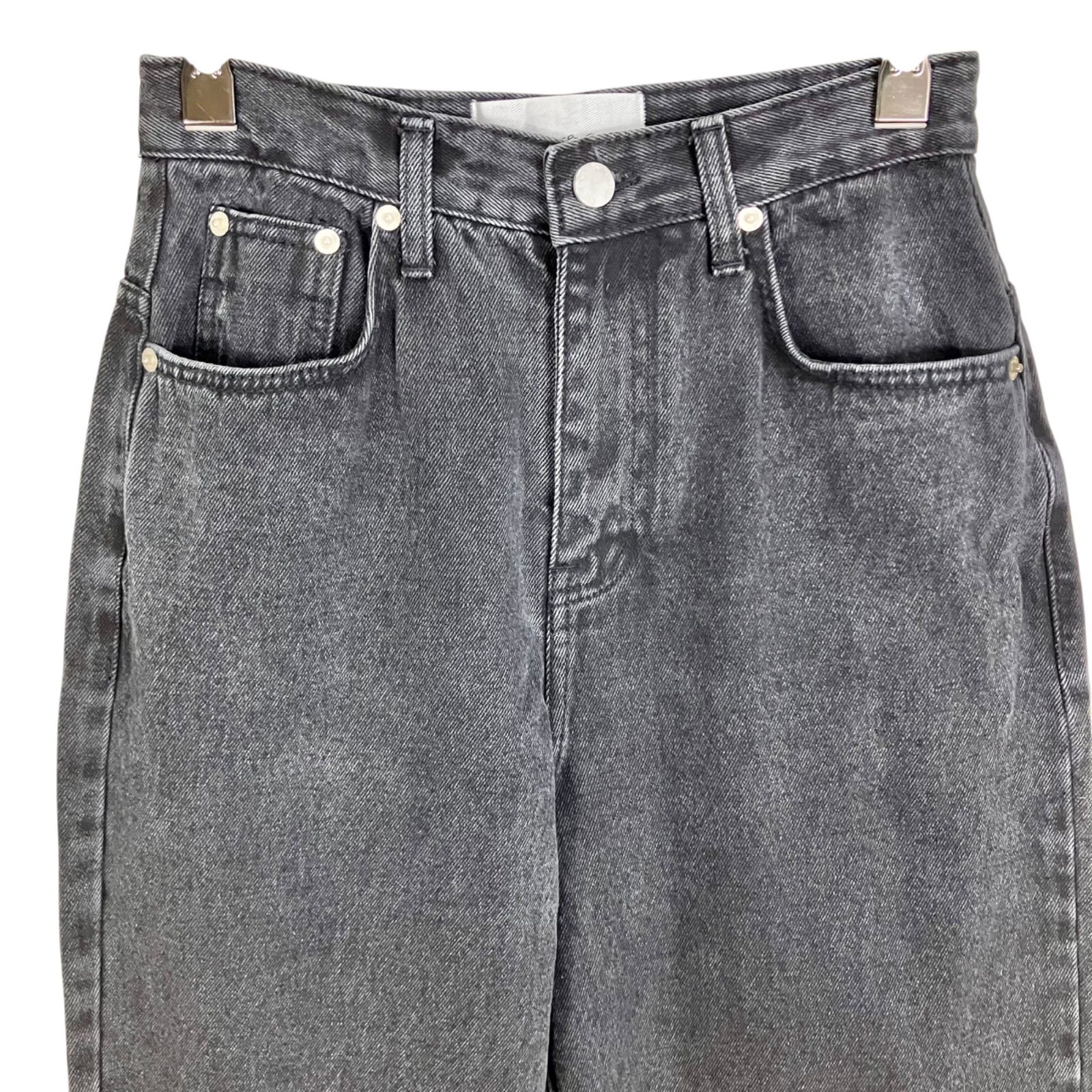 Na.e Wide Loose Jeans デニム S ブラック 黒 ナエ Long丈 ワイドルーズジーンズ ストレートデニムパンツ ロング丈 コットン