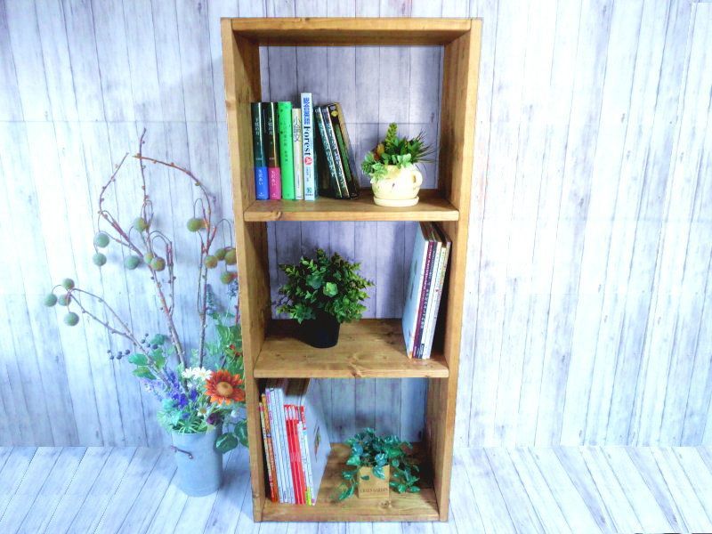 ハンドメイド特大3段トールラック チーク色