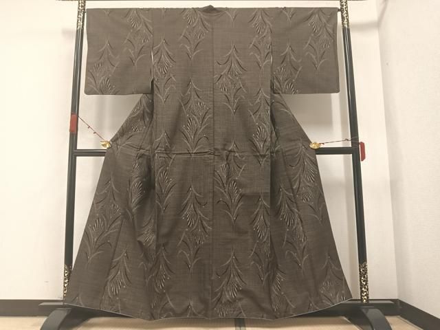 平和屋着物 本場大島紬 カタス7マルキ 草木文 正絹 AABA8196ph