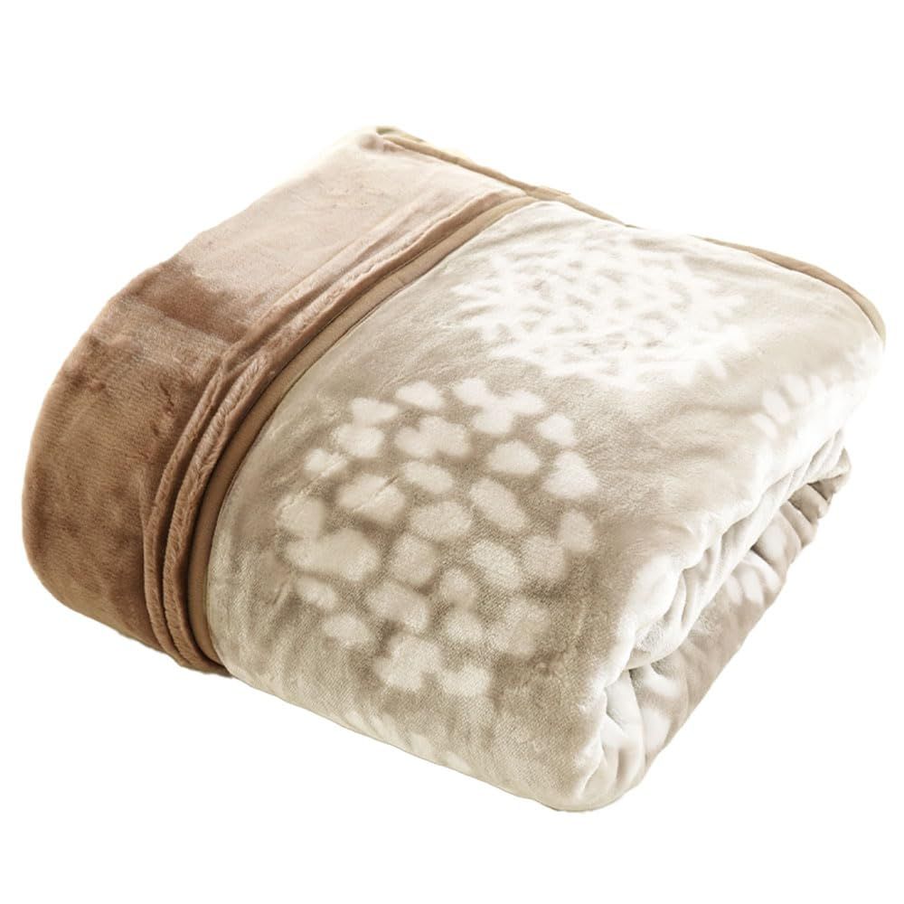 西川 毛布 シングル 冬 3億円売れた 掛け毛布 2枚合わせ 140×200cm 洗える サークル柄 ブラウン マイヤー 衿付き 冬 春 あったか 約1.8kg かわいい ブランケット 冬用 節電