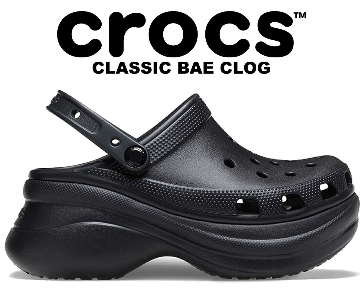 クロックス クラシック ベイ クロッグ crocs CLASSIC BAE CLOG BLACK 206302-001 ブラック 厚底