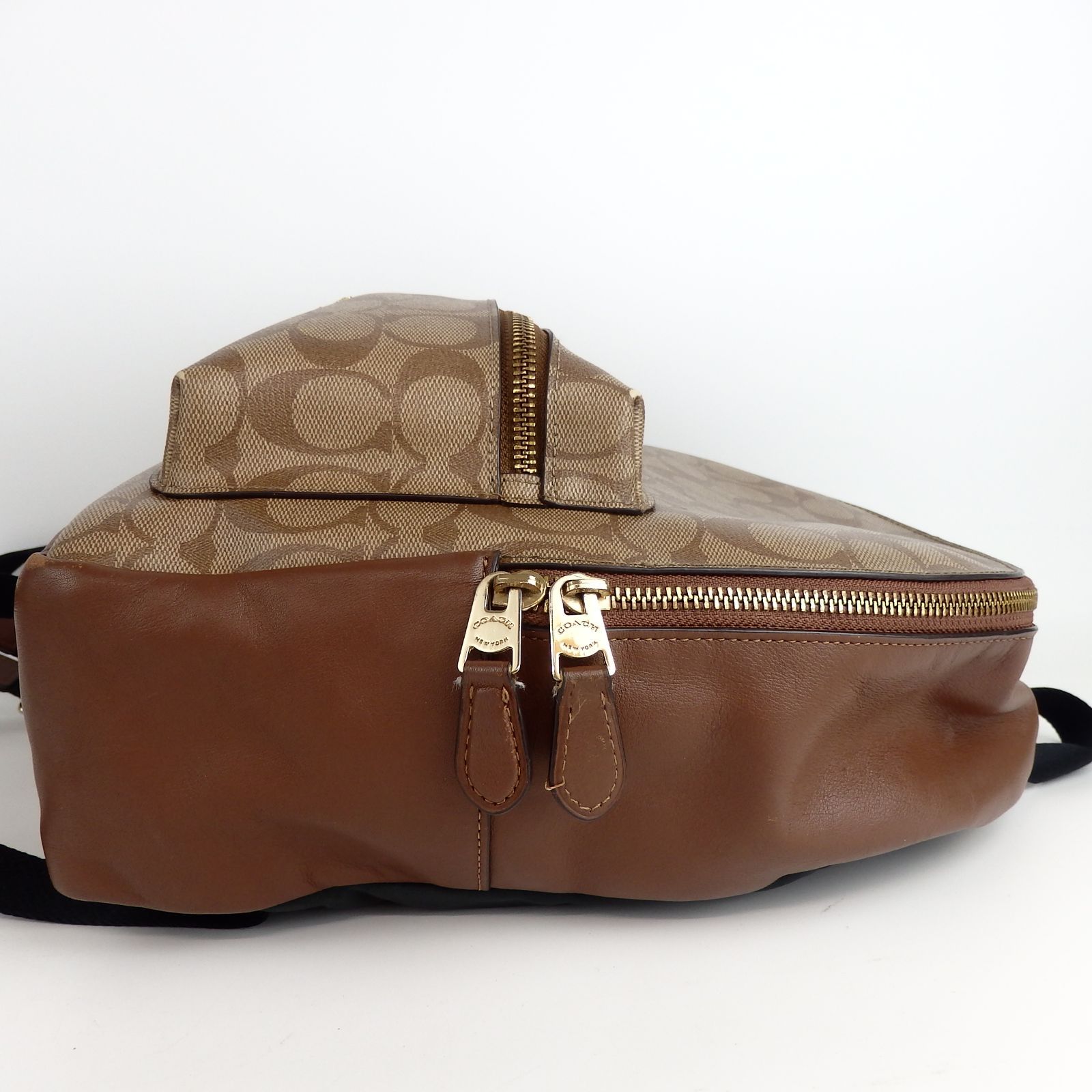 COACH】コーチ シグネチャー リュック F32200 ブラウン レザー PVC