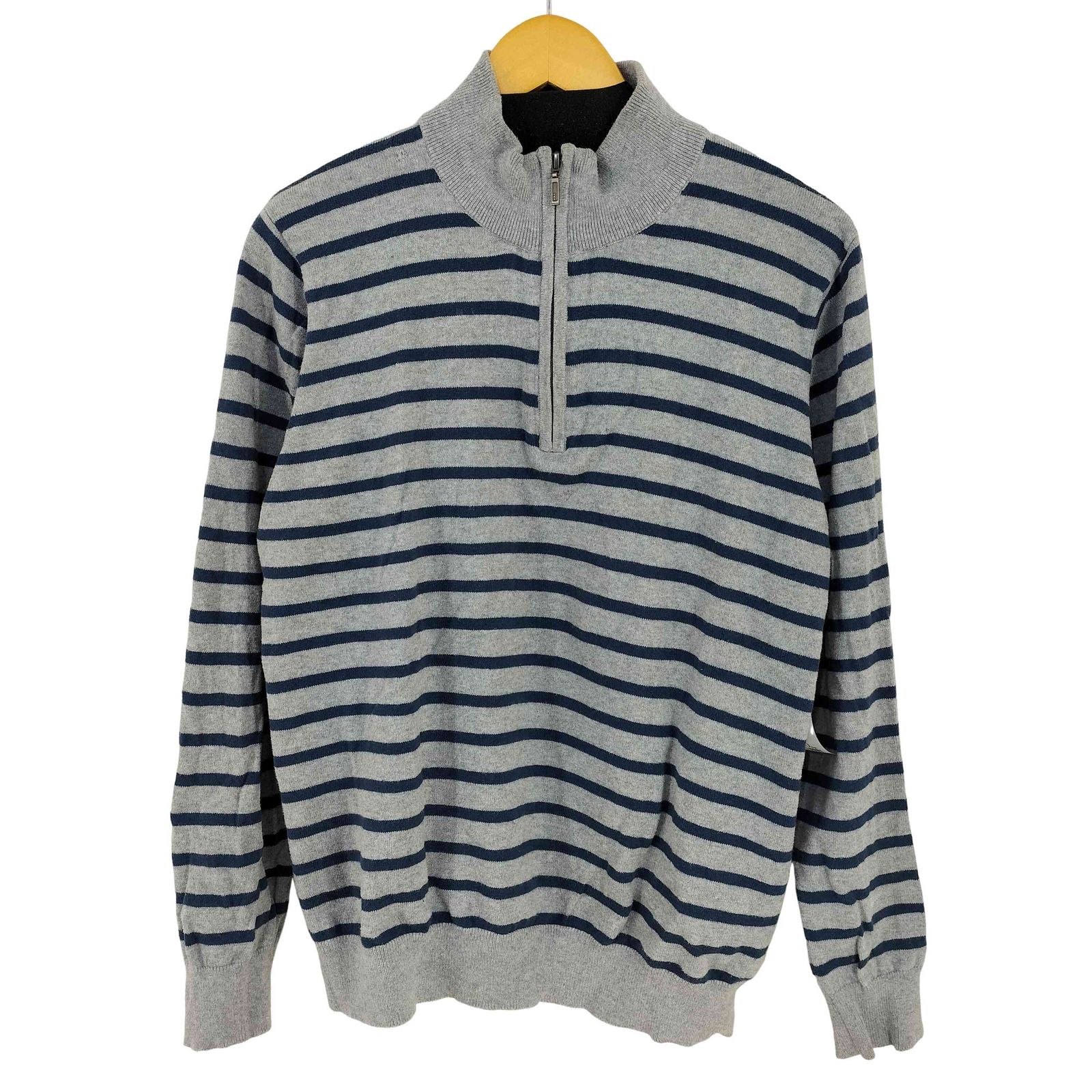 エルエルビーン L.L.Bean カシミヤ混 ボーダー ハーフジップニット ハイゲージ メンズ JPN：L 