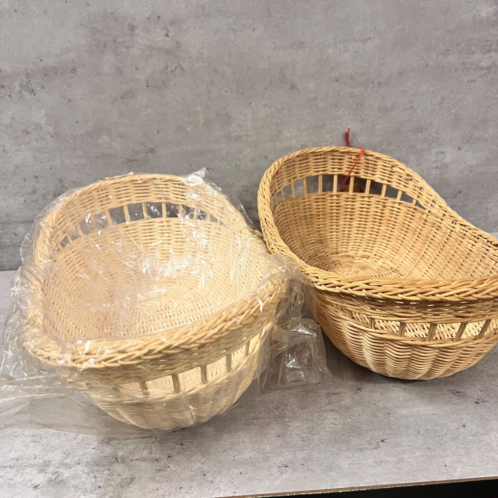 アウトレット　2点セット　パンかご　天然素材
