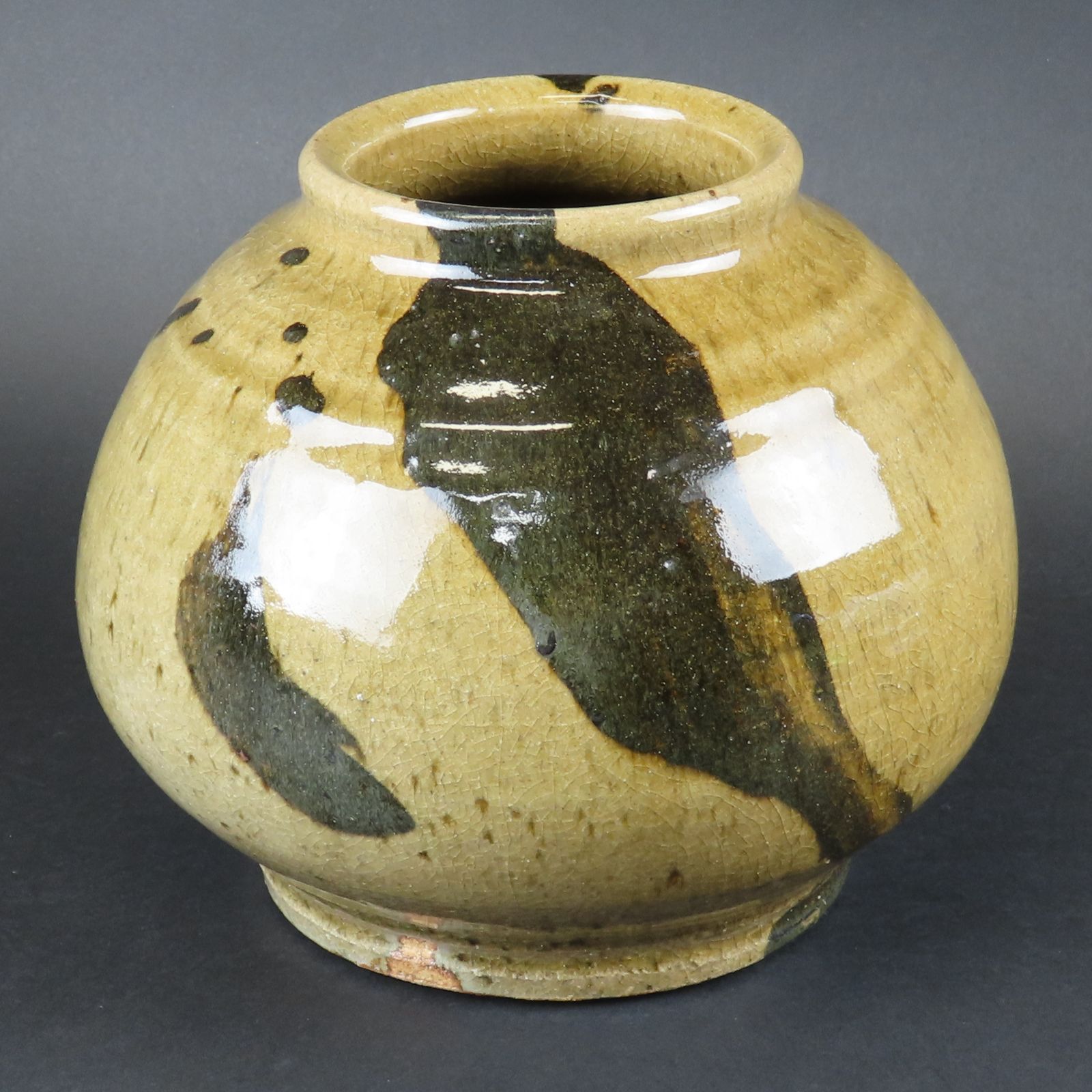 0154 美品 喜多村作太郎 鉄絵 壺 真作保証 共箱/人間国宝 棟方