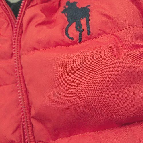 ◇ POLO RALPH LAUREN キッズ 子供服 ダウン ロゴ刺繍 長袖 ジャンパー サイズ120 レッド系 メンズ E  【1402200005226】