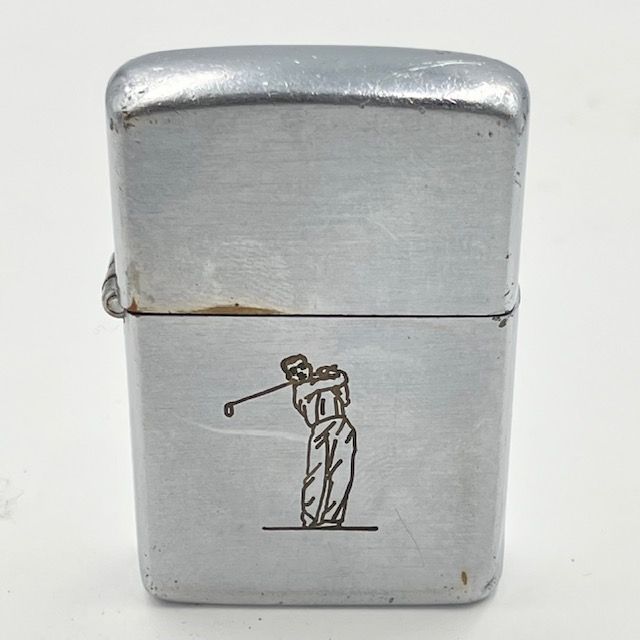 ZIPPO ビンテージ ジッポー 1947年〜1949年 ３バレル スクエアヘッド スポーツシリーズ ゴルファー ニッケルシルバーインナー