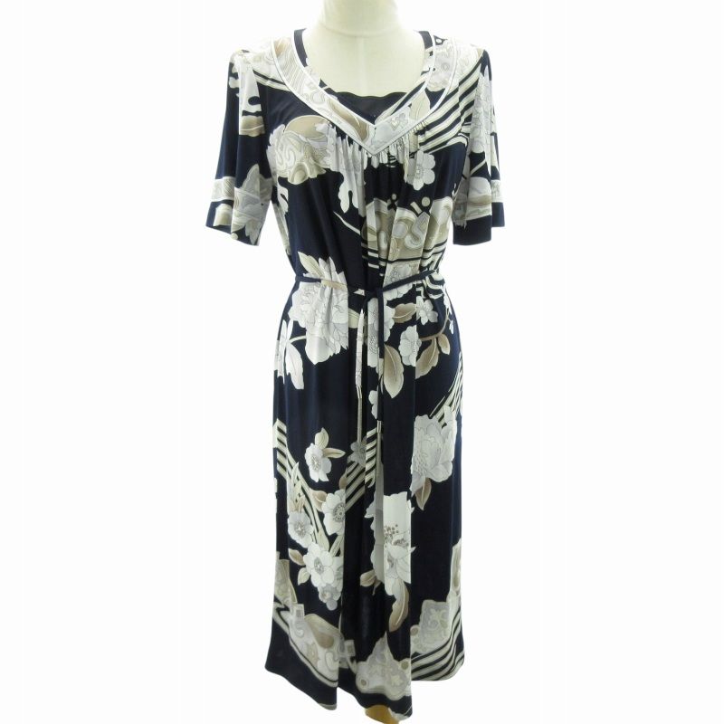 レオナール LEONARD FASHION 美品 カンカン素材 ワンピース