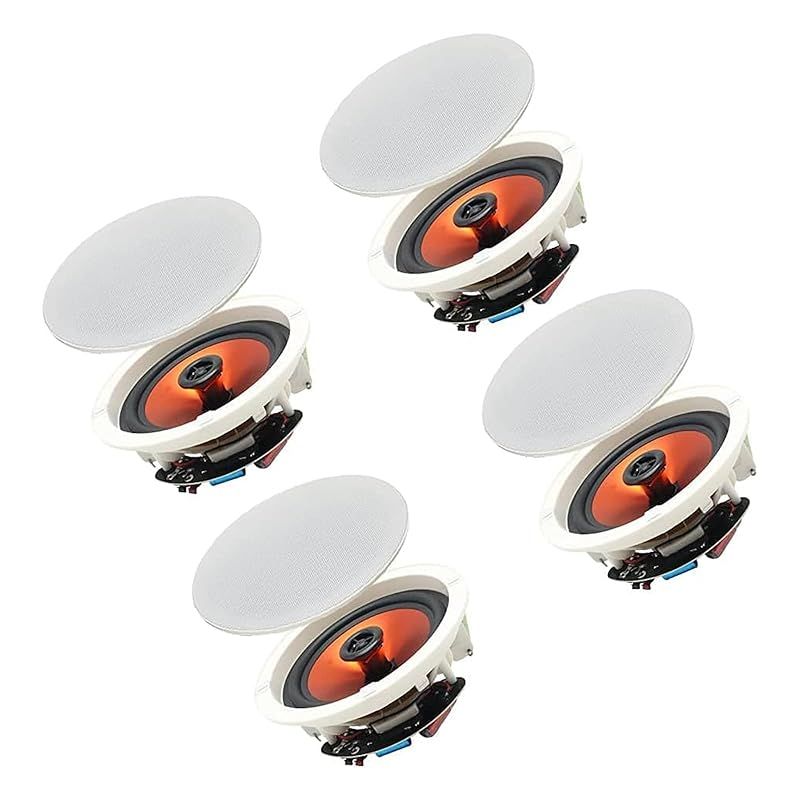 Herdio 6.5 4 PCS 天井埋め込み型スピーカー ホームスピーカーシステム最大電力300ワット湿気のある屋内屋外 キッチン 寝室 バスルーム ホームシアター 屋根付きポーチに最適 4スピーカー 0