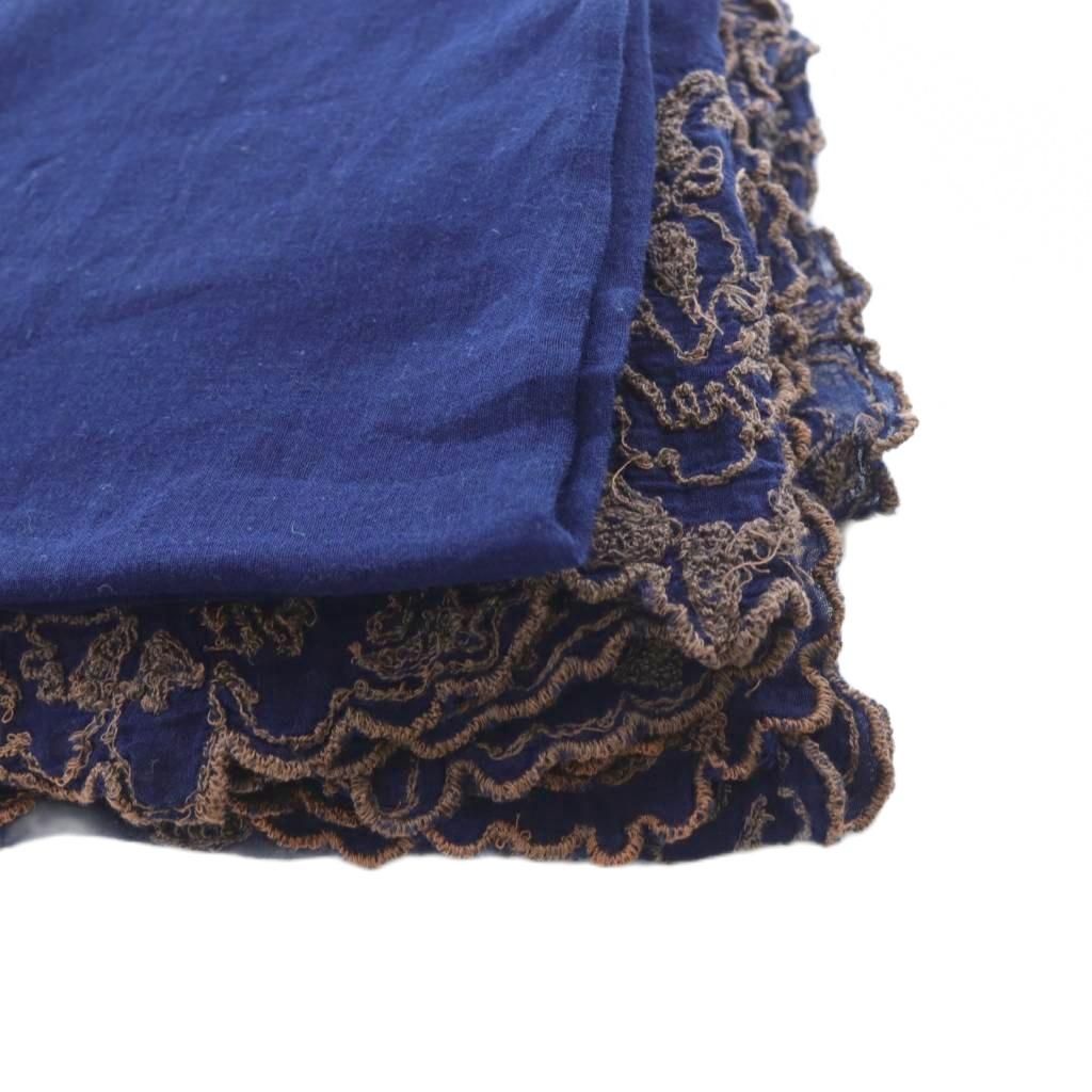 ファリエロサルティ Faliero Sarti 刺繍ストール マフラー 紺