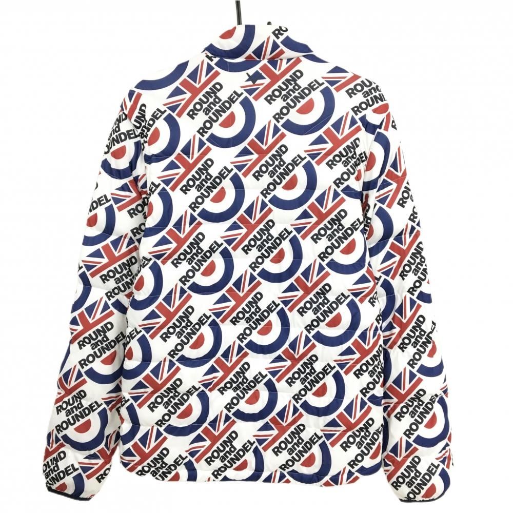 キャロウェイ 2WAY中綿ジャケット 白×ブルー×レッド 総柄 袖着脱可 メンズ LL ゴルフウェア Callaway